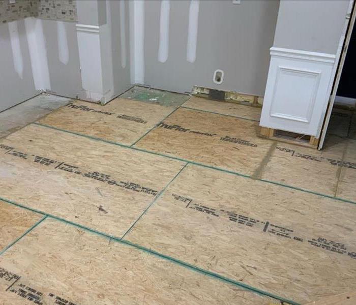 subfloor reconstruction in a kitchen