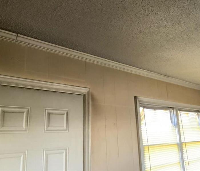 soot damage to ceiling and tops of walls in Anderson, SC home