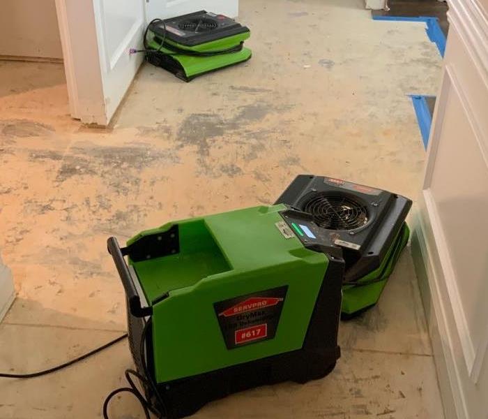 photo of SERVPRO drying equipment placed on subfloors